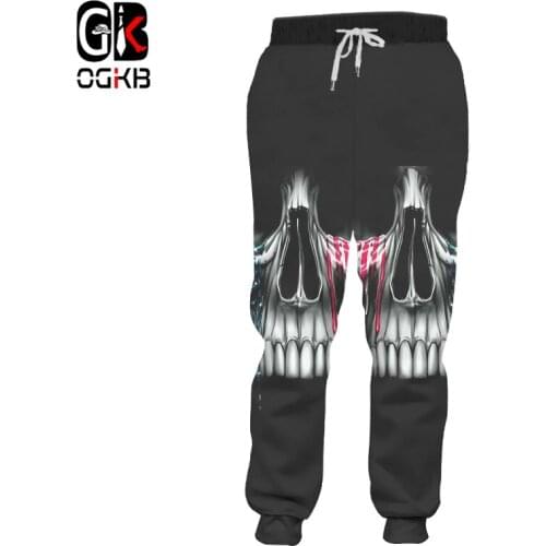 OGKB Men New Elastic Waist Long Sweatpants 3D Pants Print Skulls Casual Large Size Colthing Unisex Winter Wholesale