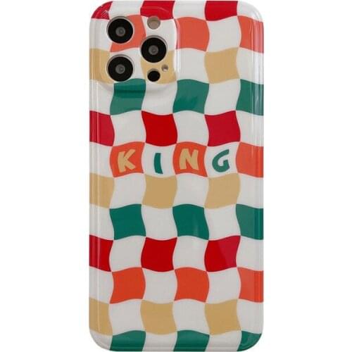 Contrast Color Checker Silicon Case for iPhone 12 Pro Max Back Phone Cover for 12 11 Pro Max X XS XR 8 7 Plus SE 2020