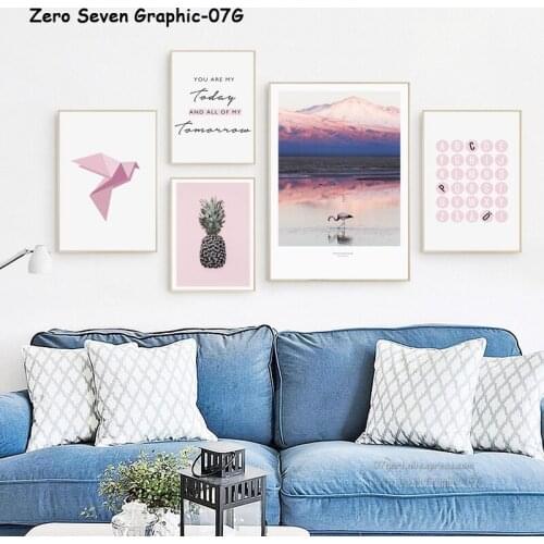 Modern Pink Theme Flamingo Letters Pineapple A4 A3 Canvas Painting Posters And Prints Living Room Art Pictures Wall Home Decor