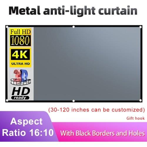 VEIDADZ 16:10 Projector Anti-light curtain screen 100 120 inches With black border and hole portable 3d HD projection screen