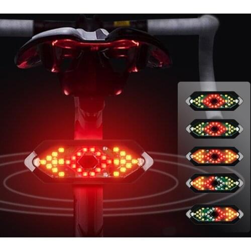 USB Bike Cycling Taillight with Horn Smart 5 Modes Remote Control USB Rechargeable Bicycle Turn Indicator Light Safety Lamp