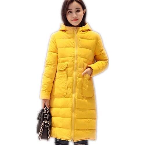 Long Sleeve Casaul Winter Women Jacket Hooded Loose Medium-Long Down Cotton Jacket 2018 Plus Size 3XL Women Outerwear JacketQ824