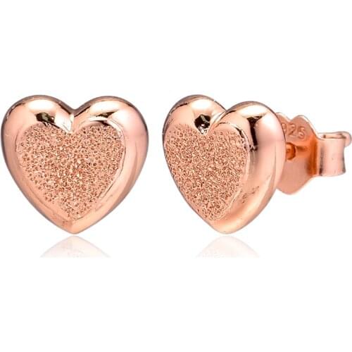 CKK Earring Matte Brilliance Hearts Stud Earrings Sterling Silver Jewelry 100% 925 Silver Women Brincos Oorbellen Pendientes