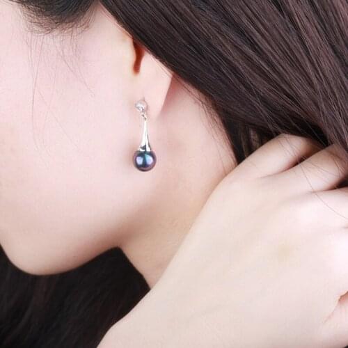 Garilina Black Pearl Silver Color Drop Earrings Wedding Anniversary Engagement Gifts Fashion Jewelry For Women AE2279