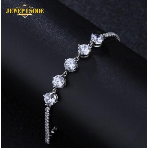 Jewepisode Classic 925 Sterling Silver 5ct Real Moissanite Bracelet Luxury Female Wedding Engagement Fine Jewelry Gift Wholesale