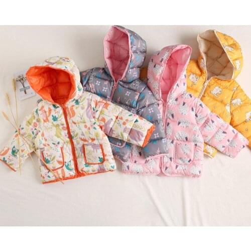 Winter Girl Boy Jacket For Children Cartoon Fashion Cotton-padded Clothes Baby Warm Casual Coat 2-8 Years Autumn