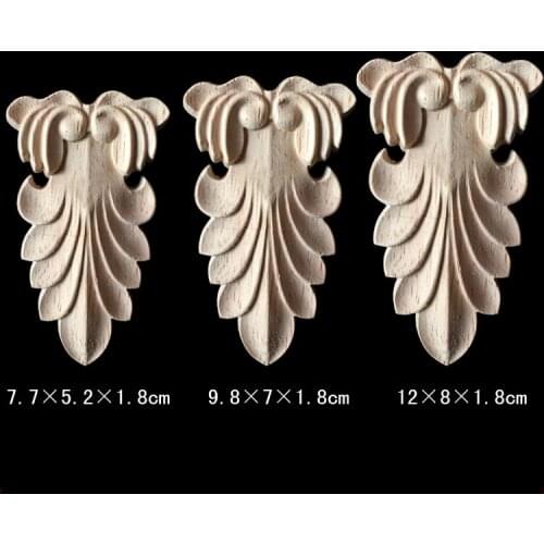 1PC Antique Decorative Wood Appliques Furniture Decor Cabinet Door Wooden Mouldings Flower Carving Figurine Craft