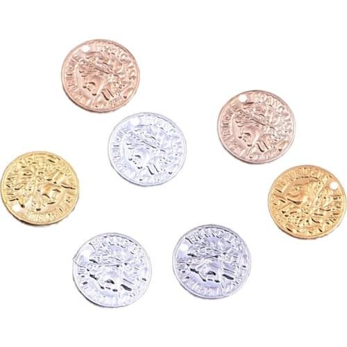 20pcs Brass Plating Multicolor Round Personality Head Coin Pendant DIY Earrings Jewelry Accessories