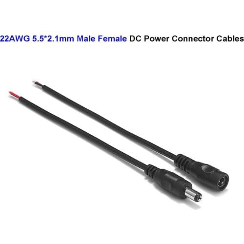 5.5mm x 2.1mm DC Jack Connectors Power Extension Cable DC 5V 12V 24V Cable Adapter For CCTV Camera LED Strip Battery Power Case