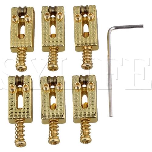 6 x Metal 32mm Golden Tremolo Bridge Saddles Set for Electric Guitar