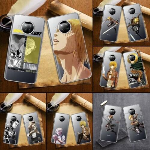 Armin Arlert Attack on Titan Phone Case Transparent for Xiaomi mi Redmi note 10 t 8 9 pro lite 11 Samsung S 8 9 10 20 plus ultra