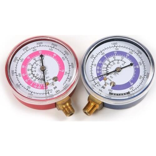 Brand New 2pcs PSI KPA Red/blue Color High Pressure Gauge and Low Pressure Gauge for R410A R134A R22 Refrigerant Pressure Gauge