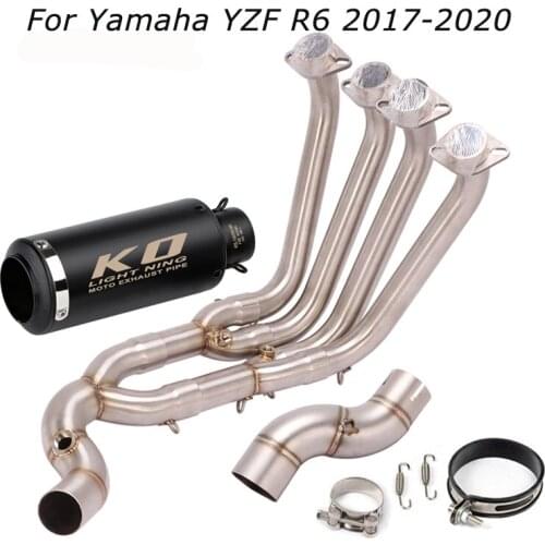 For Yamaha YZF R6 2017-2020 Motorcycle Whole System Exhaust Muffler Tips Mid Front Header Link Pipe