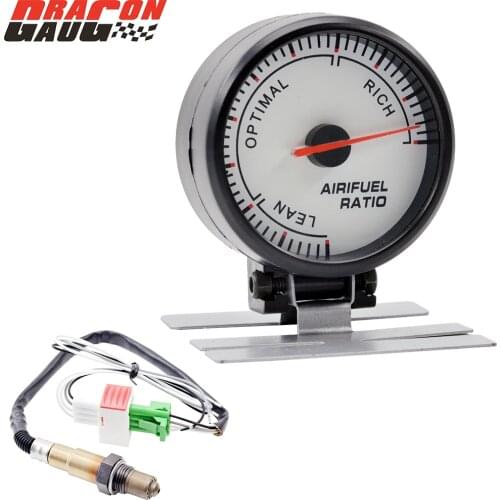 Dragon gauge 60mm Pointer White Face Blue Light Auto Car Air Fuel Gauge Lean Optimal Rich gauge Car modification