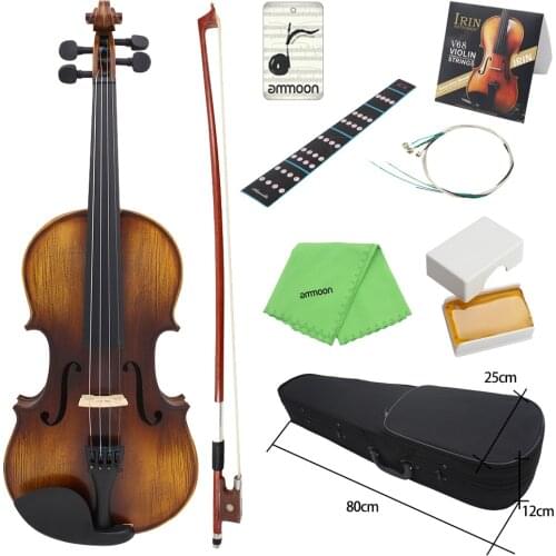 Hot Sale ammoon AV-508 4/4 Full Size Acoustic Violin Fiddle Kit Solid Wood Matte Finish Spruce Face Board 4-String Instrument