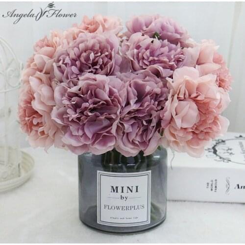 Artificial Flower Silk Peony Wedding Bouquet Decor For Home Living Room Table Faux Flower Bridal Bouquet Wholesale Dropshipping