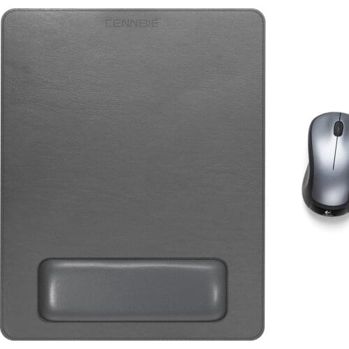 PU Leather Mouse Pad Wrist Support and Non-Slip Design, Business Style PU High Grade Gaming Mouse Mat for Students, Workers