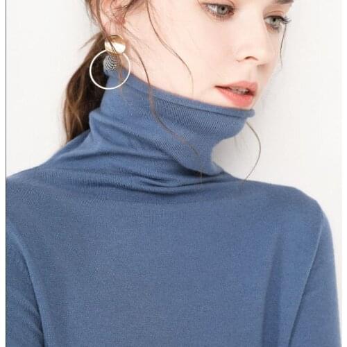 2019 New cashmere pile high-collar jackets with bottomed sweaters, long sleeves, autumn and winter solid color sweaters