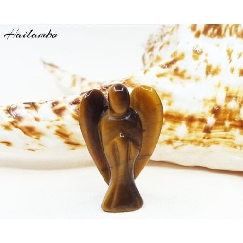 New Arrival & Natural Tiger eyes stone Gem-Stone Bead Angel Statue Carved Angel Wing Figurine Pendant Charms Bead Jewelry TS03A