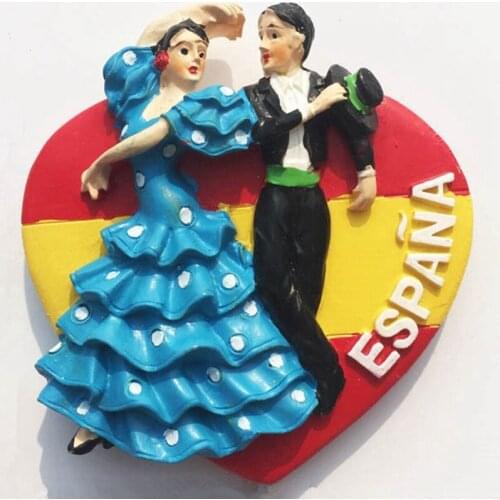 New Handmade Painted Spanish Flamenco 3D Fridge Magnets Tourism Souvenirs Refrigerator Magnetic Stickers Gift