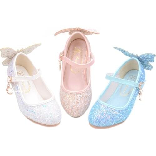 Princess Shoes Toddler Girls Kids Crystal Sparkle Weeding Shoes High Heel Performance Shoes Pink Blue White Phootshots 3t 4t 6