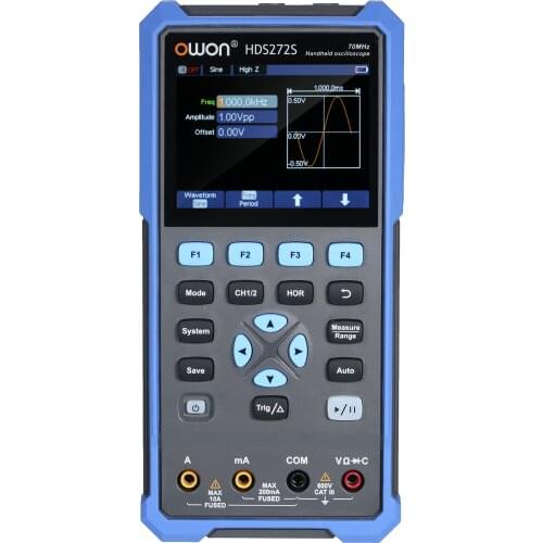 Oscilloscope Multimeter Waveform Generator HDS272S 2CH 70MHz Bandwidth 20000 Counts 3-in-1 Handheld Digital Scope Meter