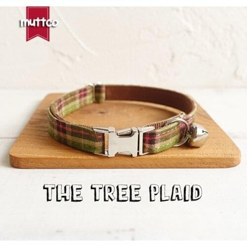 MUTTCO Retailing self-designed environmental fashionable British style collar THE TREE PLAID fashion cat collar 2 sizes UCC040