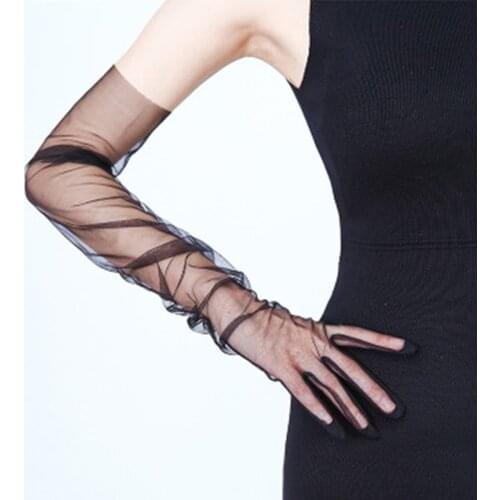 Summer Women Ultra-thin Sunscreen Driving Glove Hallowe 70cm Sexy Lace Gloves mesh yarn Long Full Finger Touch Screen Gloves K10