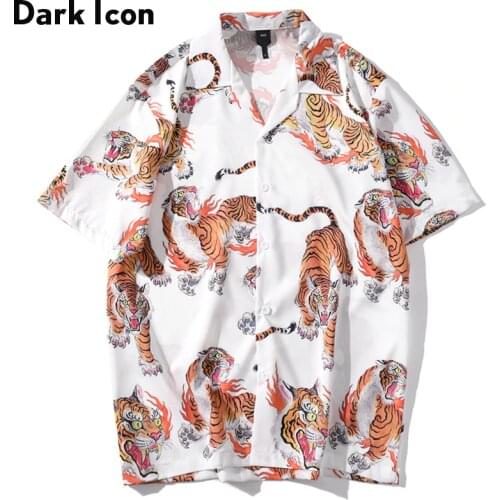 Dark Icon Tiger Full Print Hip Hop Shirt Men Women 2020 Summer Streetwear Mens Shirt Casual Shirts for Men