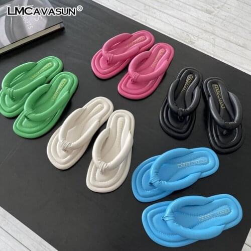 LMCAVASUN Shoes Slippers Flat Low Luxury Slides Rubber Flip Flops Slipers Women Shale Female Beach Platform Designer