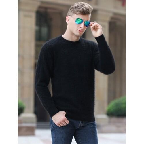 Mens fashion Mink Cashmere Sweater Men Long Sleeve Pullovers Outwear Man O-Neck sweaters Tops Loose Solid Fit Knitting Clothing