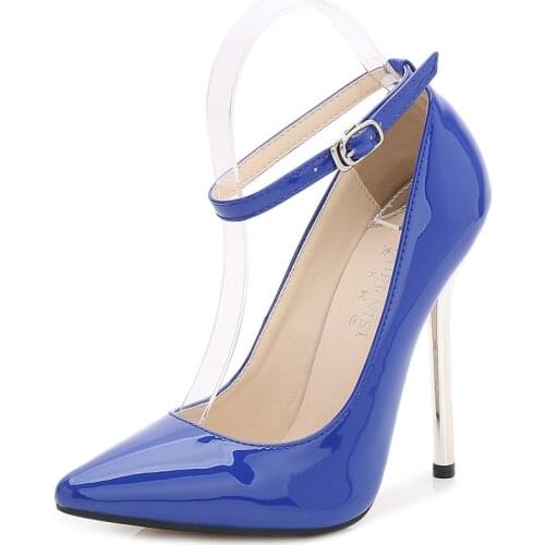 2021 Shoes Zapatos Mujer Thin Heels Sandals Women Wedding Pumps Bridal Buckle Patent Leather Stilettoert5