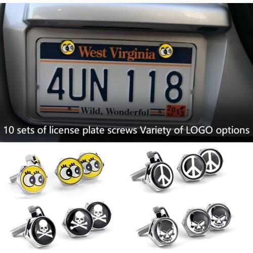 Universal 10Sets Optional Type code Microscope Bolt with complete set of screws Metal Emblem Metal License Plate Frame Bolt Scr