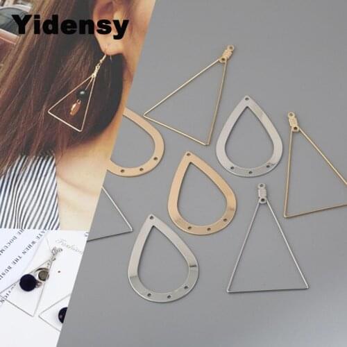 Yidensy 10pcs Vintage Big Wire Waterdrop Triangle Pendant 48*31mm Gold Silver Color fit Earring DIY Jewelry Making Findings