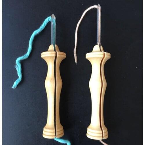 1Pc Open Type Large Poke Needle Professional Wooden Handle 5/3.5MM Open Type Needle Sewing Accessories