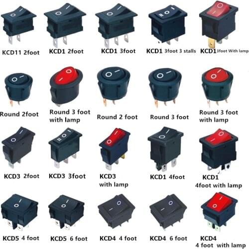 KCD1 KCD3 KCD4 On/Off Round/Square Rocker Switch DC AC 6A/250V Car Dash Dashboard Plastic Switch Dropshipping