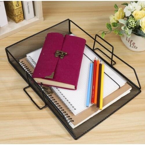 1 Layer File Shelf Office Storage Tool Can Be Superimposed With Binaural Portable Basket Stainless Steel Organizer Home Storage