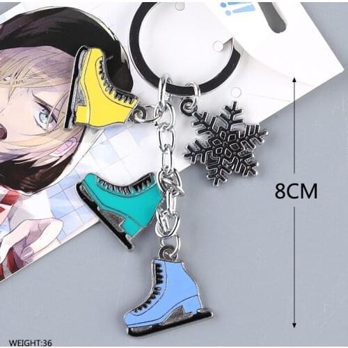 10pcs/lot Anime Yuri on ice keyring keychain toys Victor skating boots Snowflake set pendant gifts