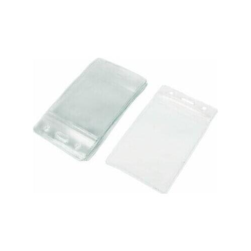 Office Workers Clear Plastic Vertical Business ID Badge Card Holders 10 Pcs