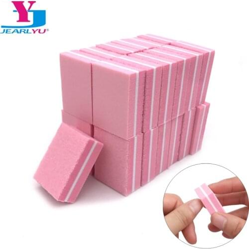 100 X Professional Nail File Pink Mini Sponge Nail Sanding Blocks UV Gel Polish Cuticle Remover Manicure Tools Nail Buffer Files