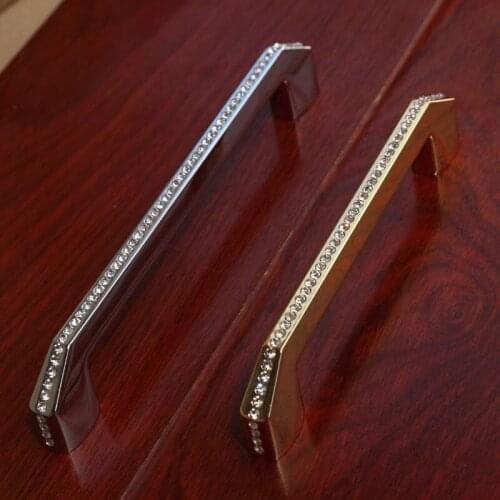 128mm 160mm High quality unique fashion deluxe glass diamond furniture decoration hardware handle silver chrome dreser pull knob