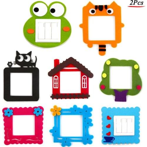 2Pcs/Lot Cute Cartoon Animal Nursery Kids Bedroom Switch Panel Stickers Removable Wall Decals Mural Home Decor Art