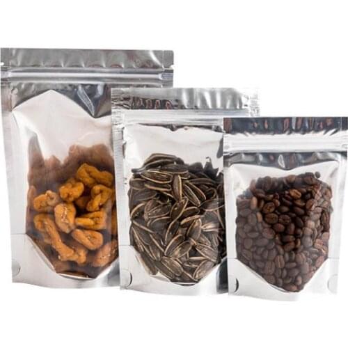 20 PCS Food Storage Bags Ziplock Bag Aluminum Foil with a Clear Window Stand Up Resealable Smell Proof Plastic Bag Packagings