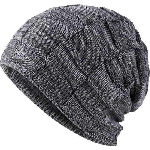 2021 Autumn/winter New Versatile Two-color Square Pullover for Men Knitted Hat Plus Velvet Ear Protection To Keep Warm