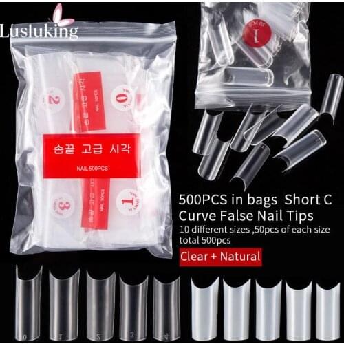 500pcs Coffin Nail Tips Transparent Nail Capsule Fake Fingernails Artificial False Nails Coffin Tips Manicure DIY Tools