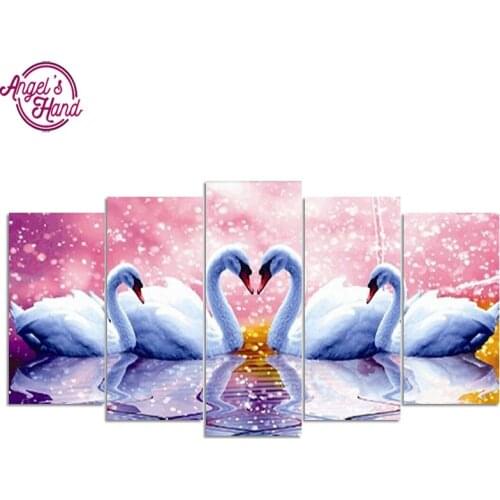 5d diy Diamond embroidery swan lake diamond painting Cross Stitch Rhinestone mosaic decor Multi-picture Combination