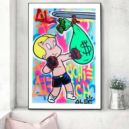 Alec Monopoly Richi Money Graffiti Art Canvas Paintings On the Wall Art Posters and Prints Street Art Canvas Pictures Home Decor