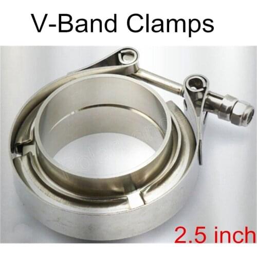 Car styling 2.5" inch Exhaust Stainless steel V-Band Clamp and Flange Kit V Band for downpipes and B Pipes high quality
