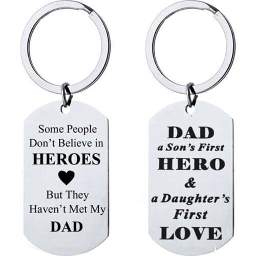 Stainless Steel Key Chain Lettering Military Dad a Sons First Hero Key Chain Keychain Fathers Day Lovely Gifts Men Fashion