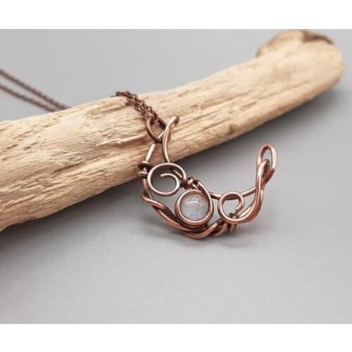 Crescent Moon Pendant Necklace Bronze Crescent Moon Pendant Necklace for Women Female Party Wedding Necklace Boho Jewelry